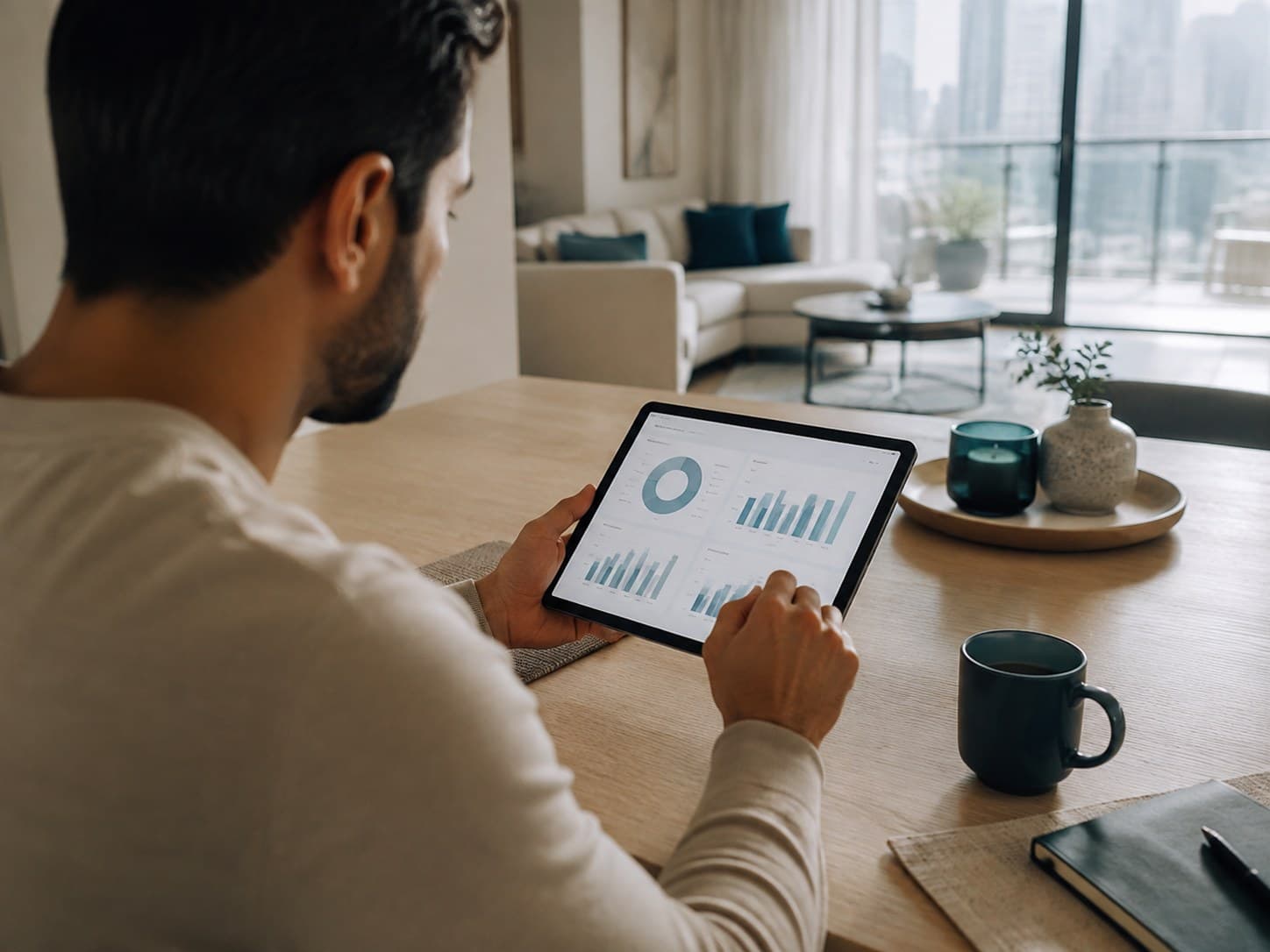 Owner reviewing a clear monthly performance statement on a tablet